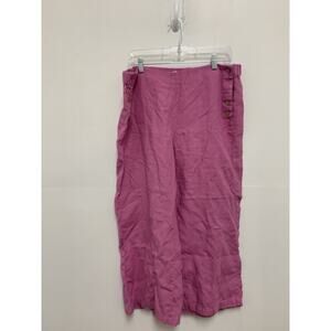 J Jill Pants Women Large 100% Linen Crop Wide Leg Pink Lagenlook Beach